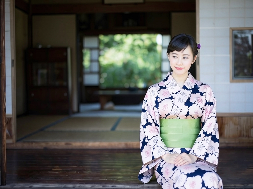 ゆかた 生地 日本橋はいばら浴衣 反物 No.144 濃紺地・キク柄（女 浴衣）