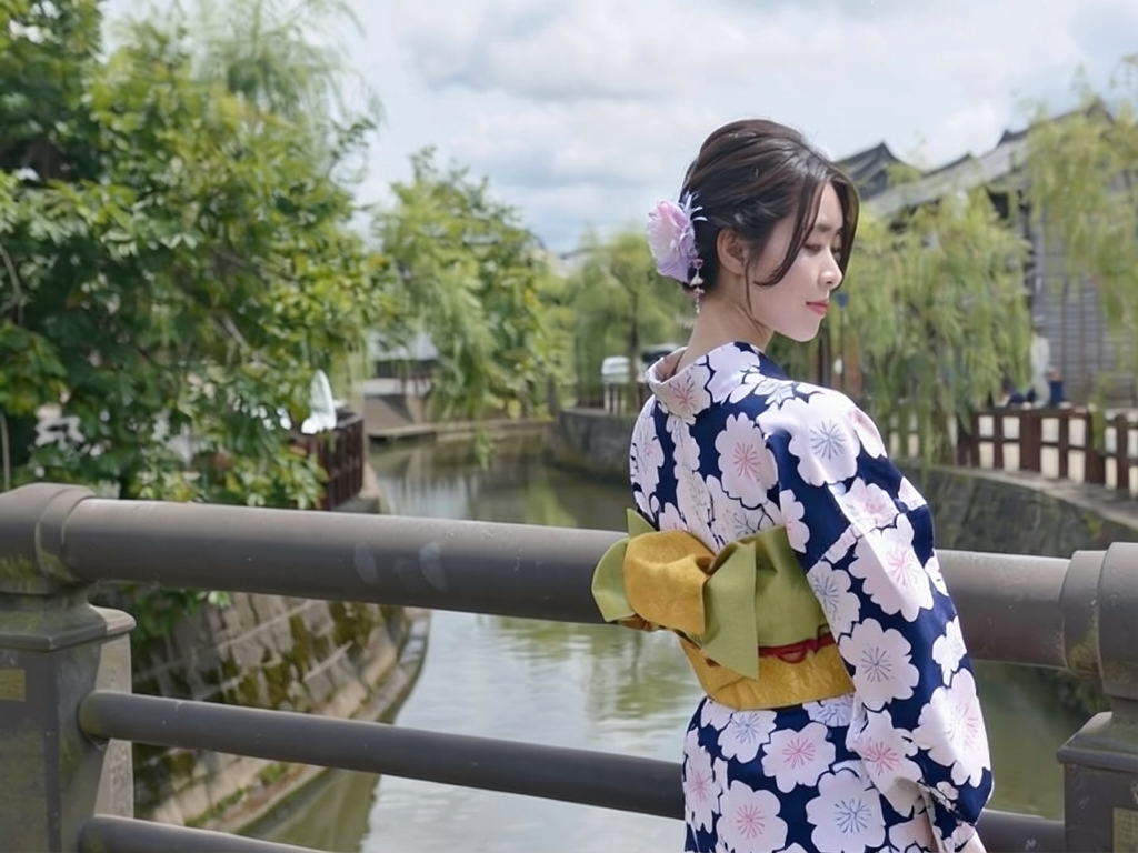 ゆかた 生地 日本橋はいばら浴衣 反物 No.144 濃紺地・キク柄（女 浴衣）