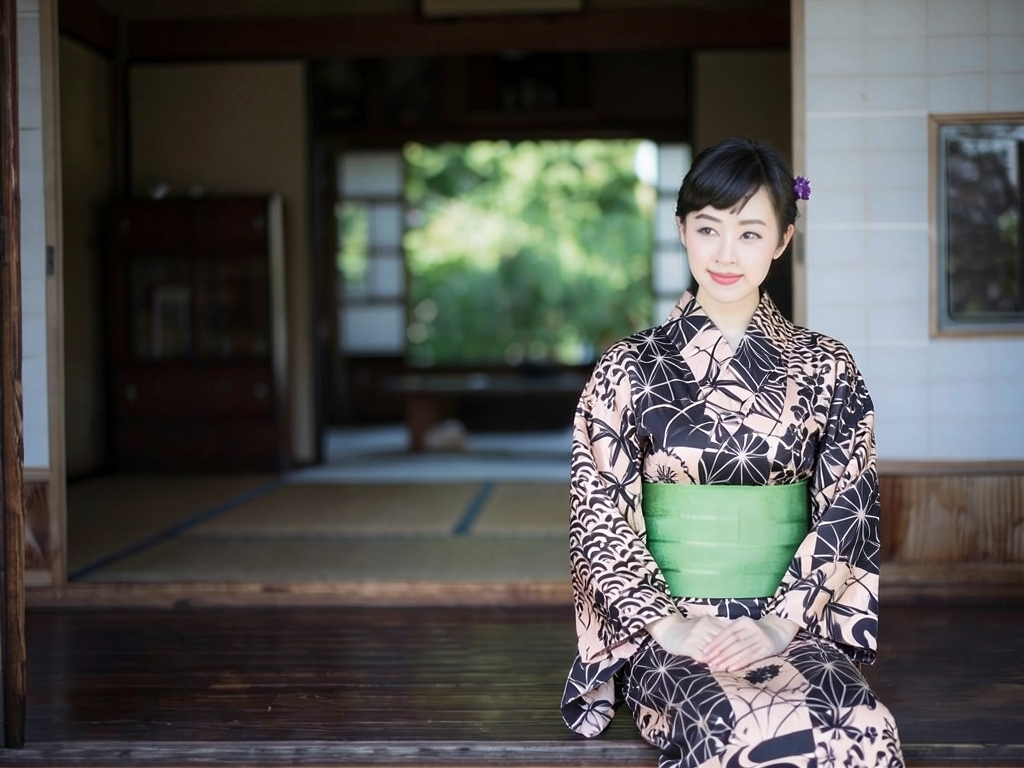 ゆかた 生地 ・両面染め・耳有り 浴衣 反物 綿紬・No.152 市松・桜柄・ベージュ地（女 浴衣）