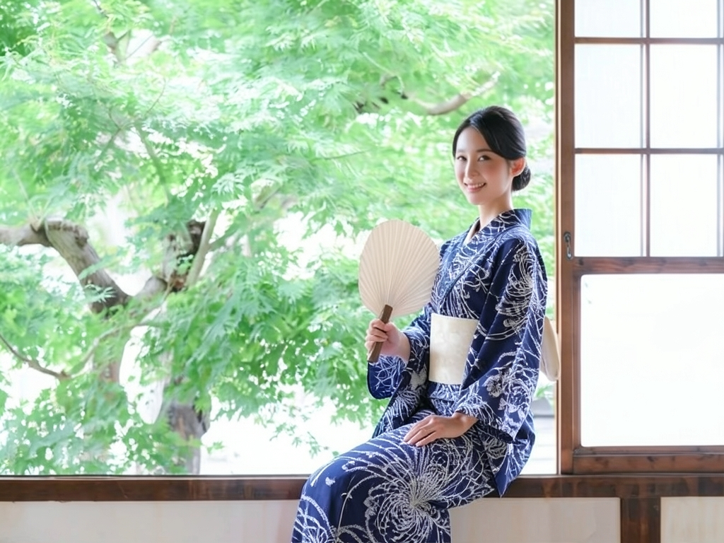 浴衣 生地 両面染め 耳ありゆかた 反物 クインサイズ(巾40cm) 乱菊柄・濃紺地・No.157（女 浴衣）