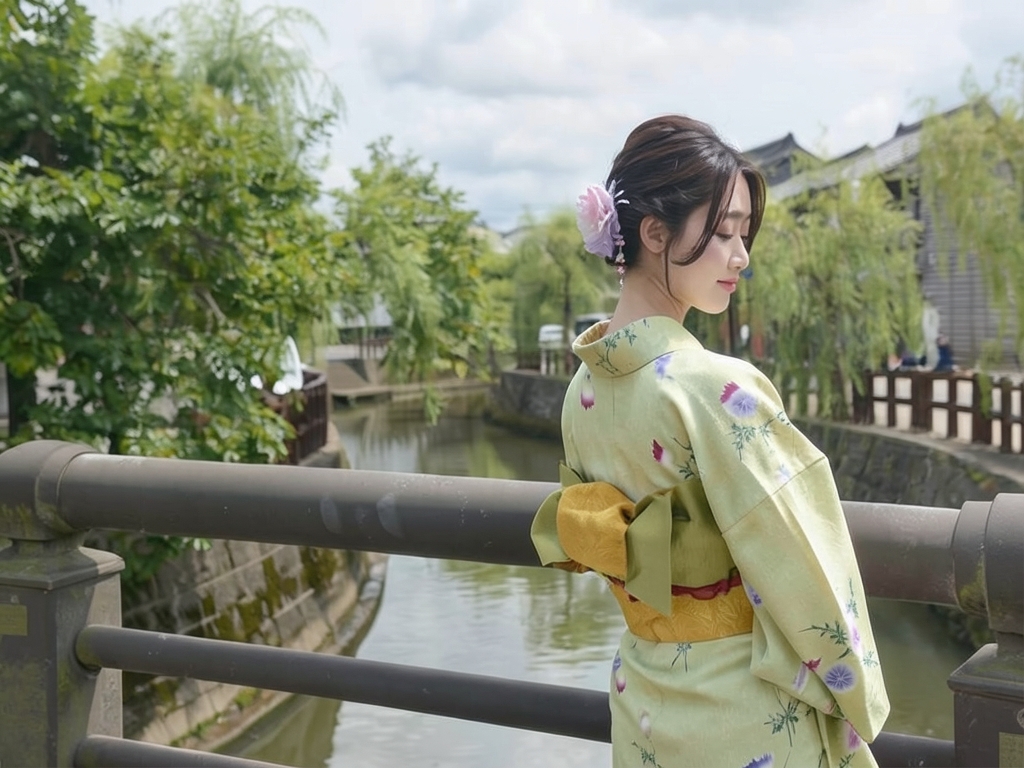 浴衣 生地 耳あり・両面染めゆかた 反物・No.158 アザミ柄・うすクリーム地（女 浴衣）