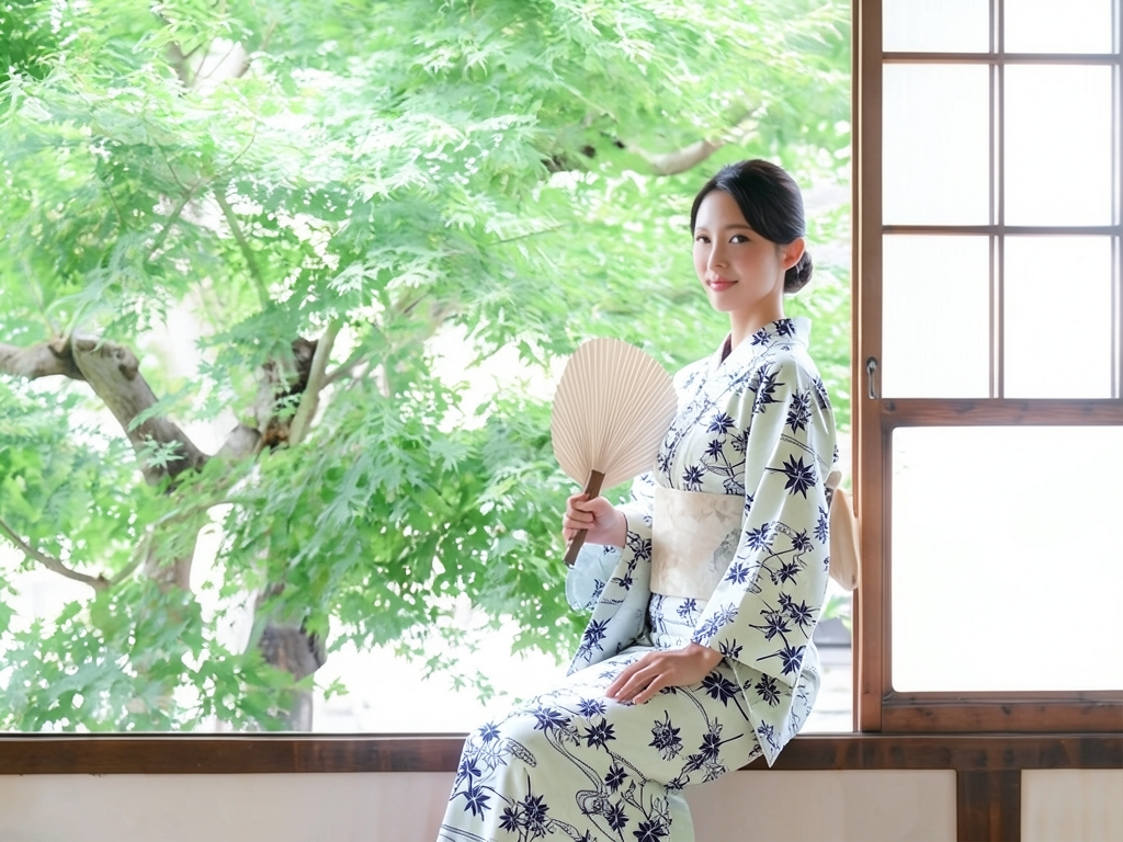 白紺 ゆかた 生地 未仕立て品浴衣 反物 耳有り 白地・紅葉柄・No.159（女 浴衣）