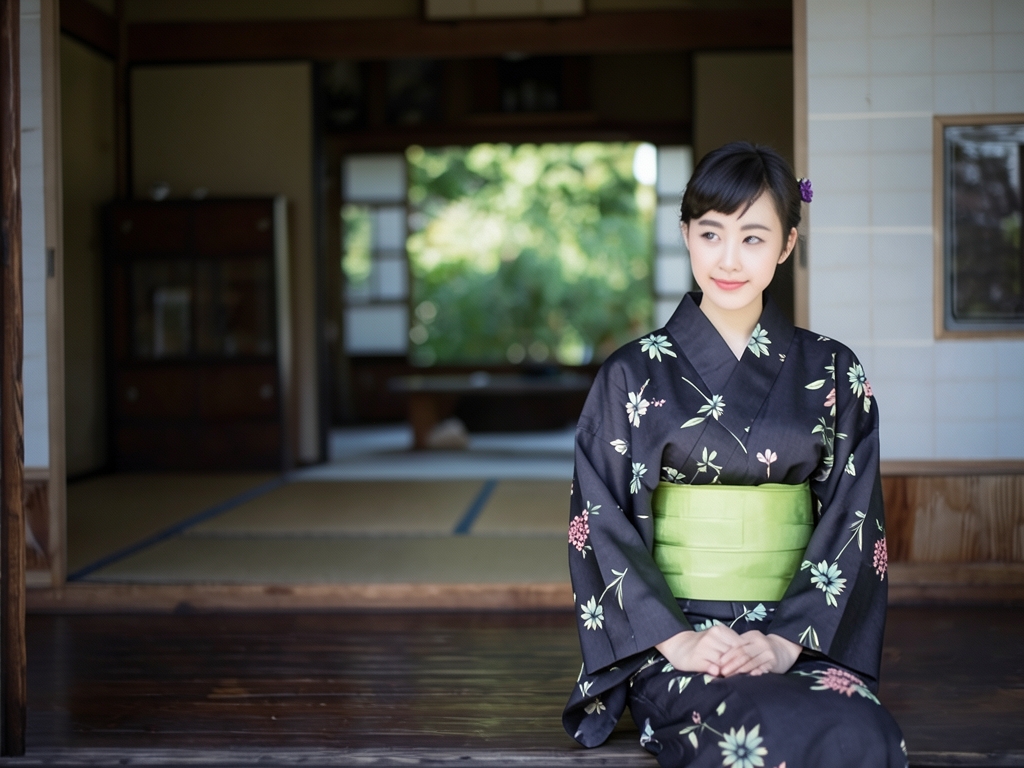 Yukata fabric, double-sided dyed, yukata, cloth, with ears No.160, dark blue, cosmos pattern (Female yukata)