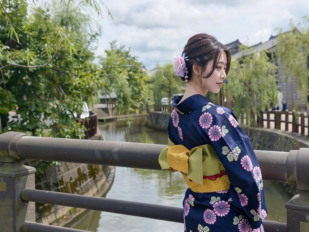 ゆかた 生地 耳あり・両面染め浴衣 反物・No.164 濃紺地・キク柄（女 浴衣）