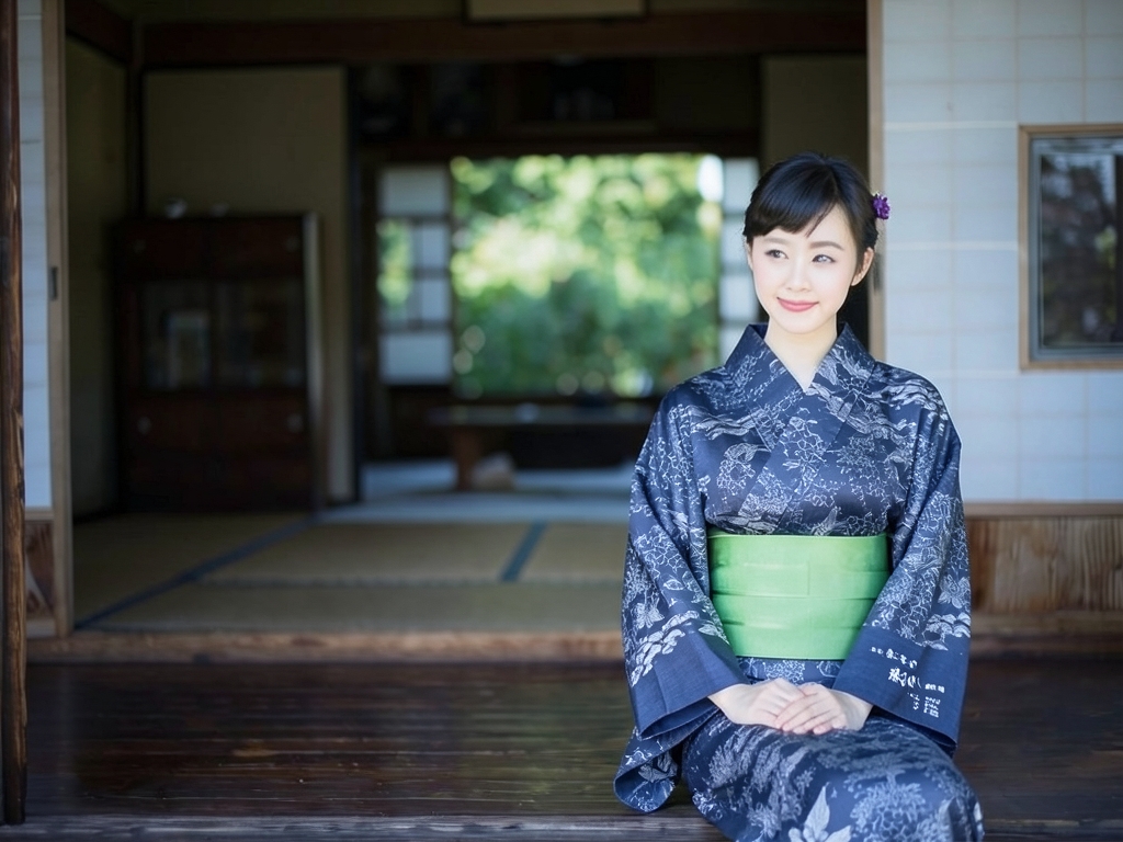 絹紅梅・祇園ばやし・鈴木洋行作浴衣 反物 東京本長板染め 紺地・牡丹柄・No.166【訳有り】（女 浴衣）
