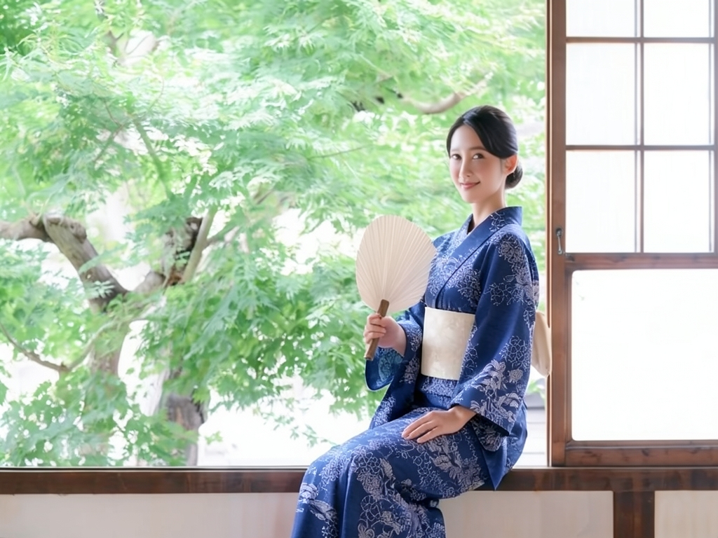 絹紅梅・祇園ばやし・鈴木洋行作浴衣 反物 東京本長板染め 紺地・牡丹柄・No.166【訳有り】（女 浴衣）