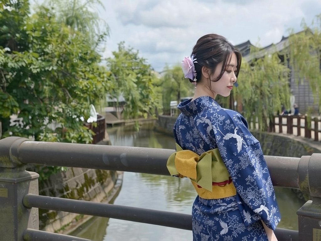 絹紅梅・祇園ばやし・鈴木洋行作浴衣 反物 東京本長板染め 紺地・牡丹柄・No.166【訳有り】（女 浴衣）