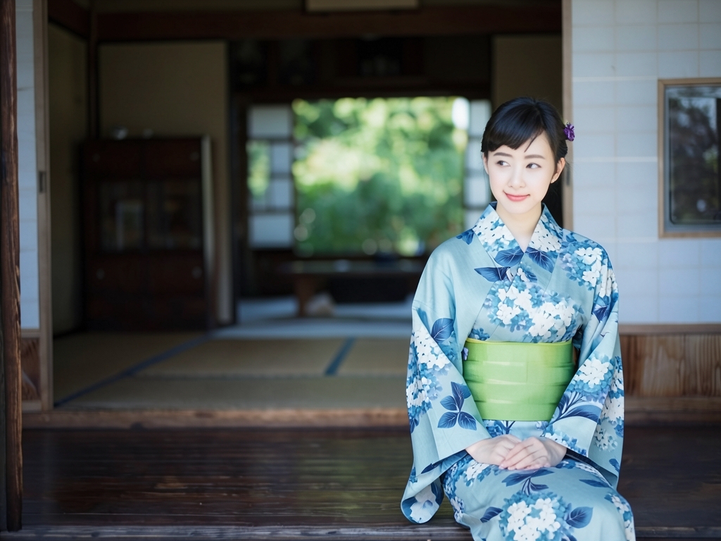 ゆかた 生地 クインサイズ浴衣 反物 きもの道楽 No.167 アジサイ柄・ブルーグレー地（女 浴衣）