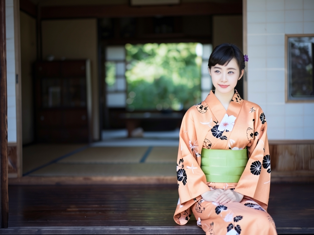 ゆかた 生地 両面染め 未仕立て品浴衣 反物 耳有り 白地・アサガオ柄・No.170