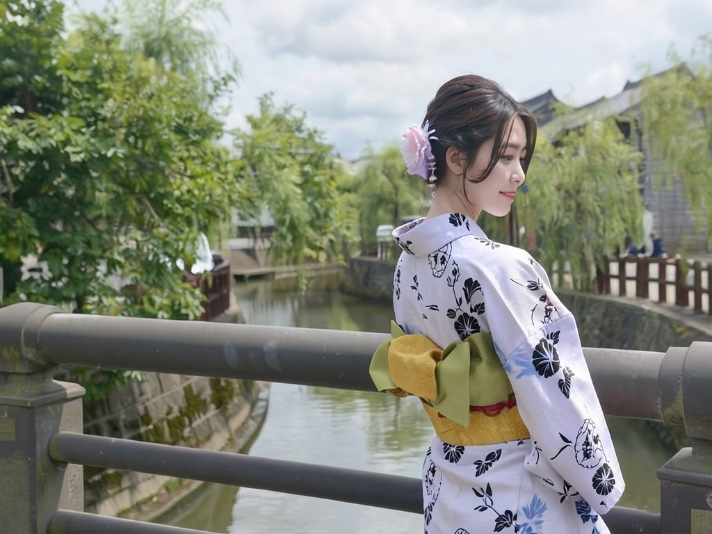 ゆかた 生地 両面染め 未仕立て品浴衣 反物 耳有り 白地・アサガオ柄・No.170（女 浴衣）