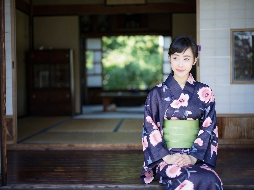 Women's Yukata Fabric ViVi Yukata Fabric With Ears Thistle Pattern/Dark Blue/No.172