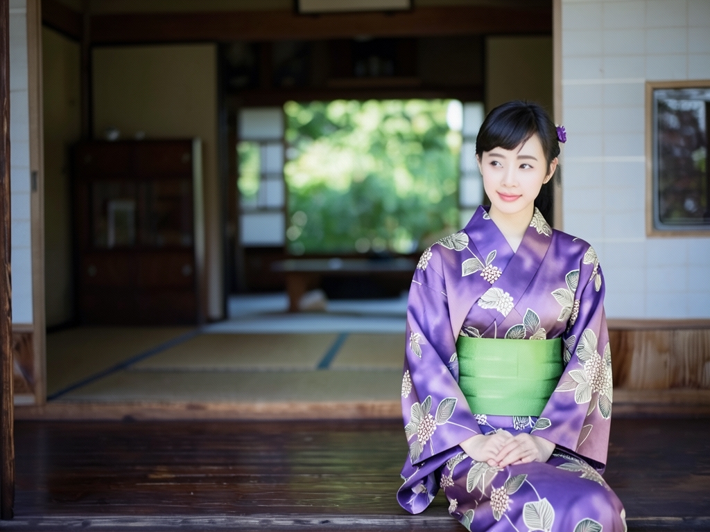 Yukata Fabric/Double-sided dyed Yukata Cloth The Tale of Genji No.181 Hydrangea pattern/Wisteria pu…