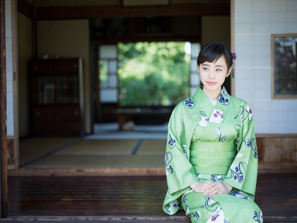 浴衣 生地 両面染めゆかた 反物 耳有り アヤメ柄・青竹色・No.182