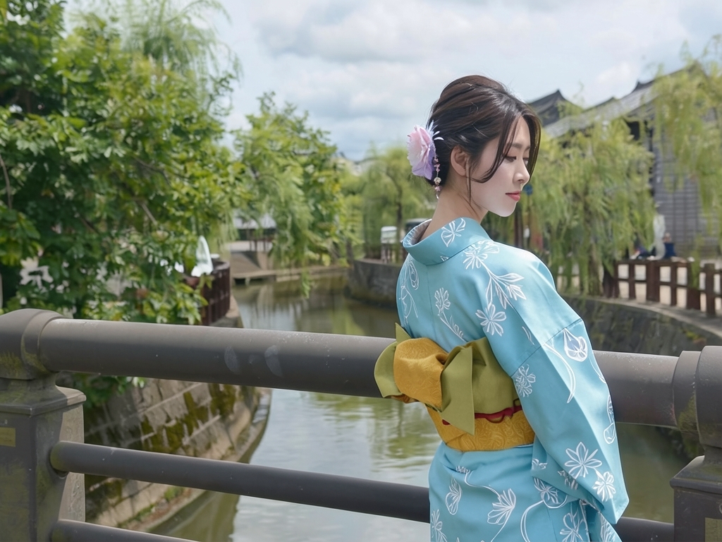 浴衣 生地 両面染めゆかた 反物 耳有り アヤメ柄・青竹色・No.182（女 浴衣）