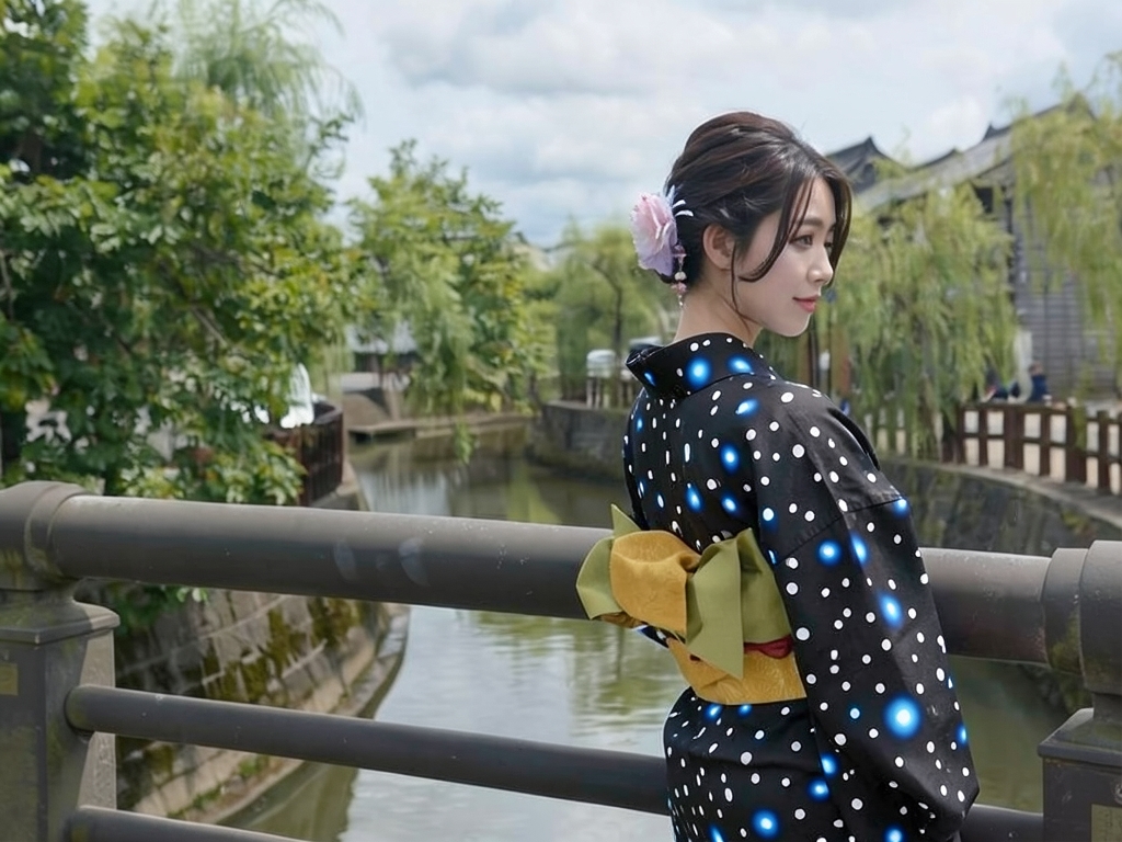Yukata fabric, double-sided dyed, cotton linen yukata, fabric, with ears No.183, dot pattern, dark… (Female yukata)