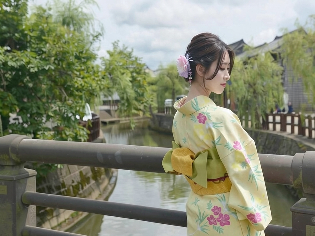 ゆかた 生地 耳有り・両面染め 浴衣 反物 教材 No.188 ツツジ柄・クリーム地（女 浴衣）