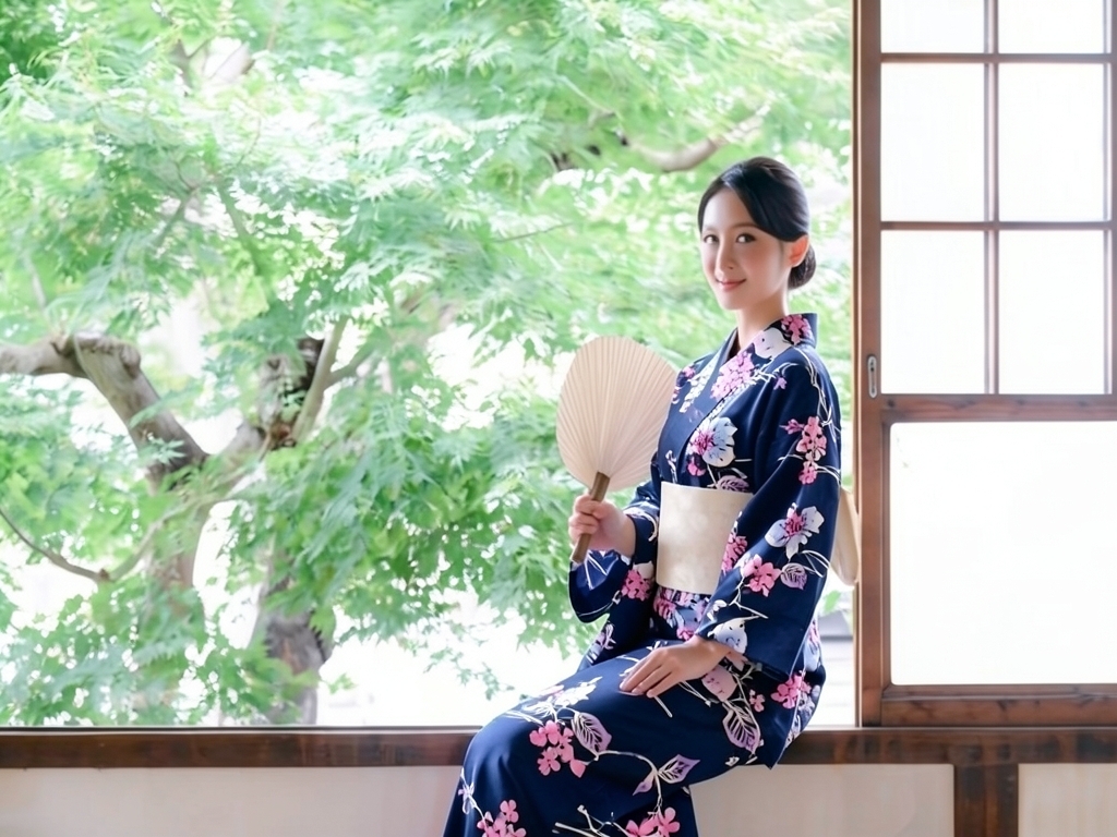 ゆかた・耳有り・両面染め 浴衣 反物 生地 No.193 黒地・秋海棠柄（女 浴衣）