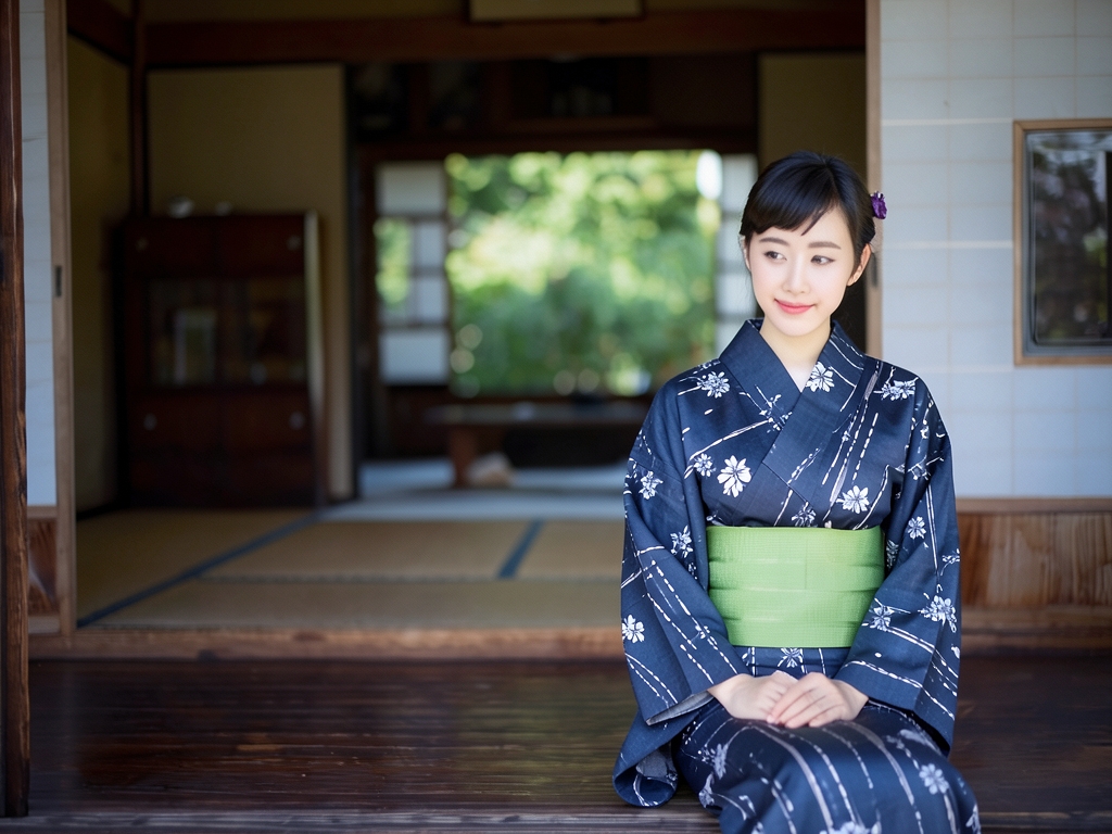 ゆかた 生地 未仕立て品浴衣 反物 生地 No.195 ユリ柄・濃紺地