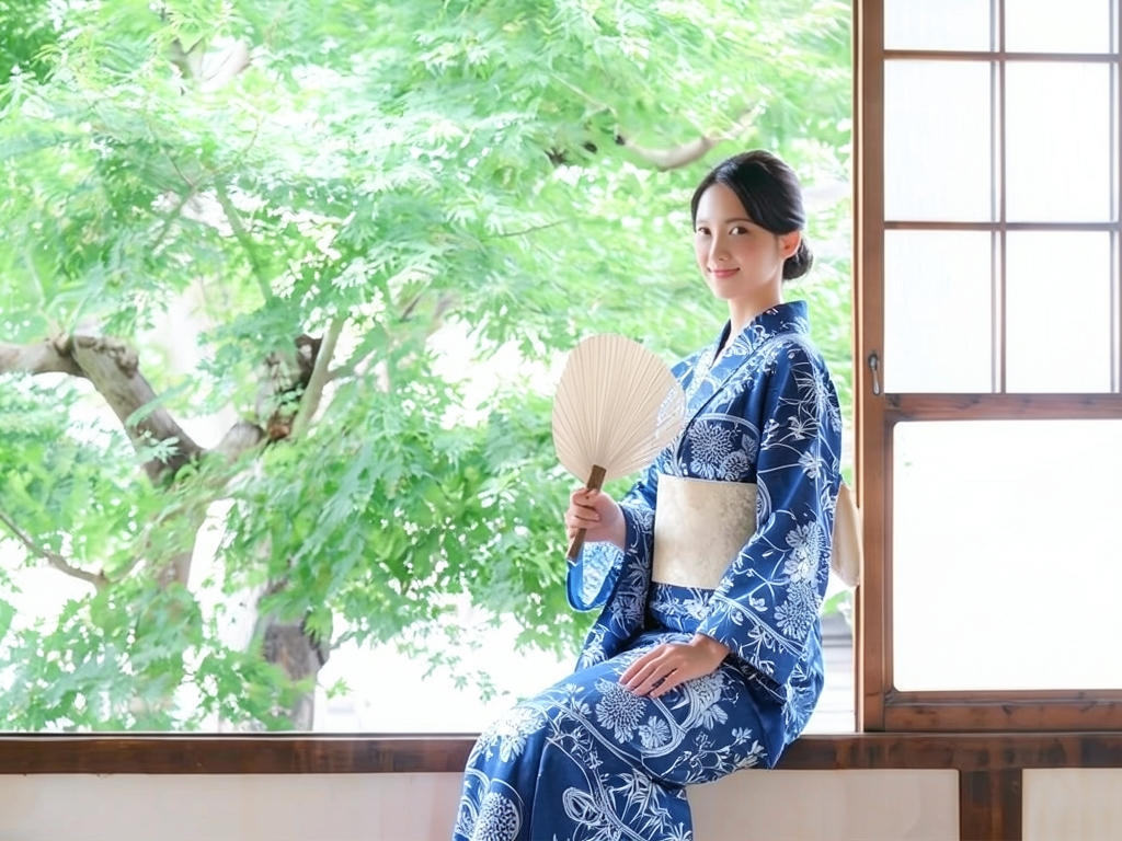 ゆかた 生地 耳有り・綿紬 浴衣 反物 クインサイズ 菊・牡丹柄・紺鼠地・No.198（女 浴衣）