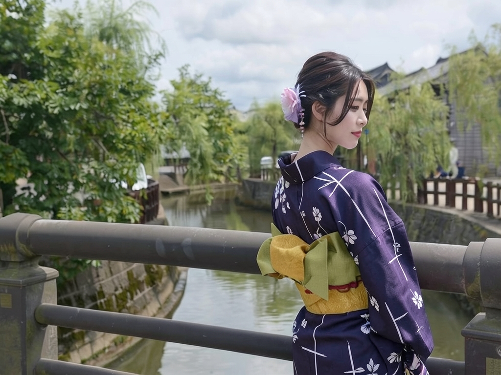 浴衣 生地 耳有り・両面染めゆかた 反物 No.201 アサガオ柄・濃紺地（女 浴衣）