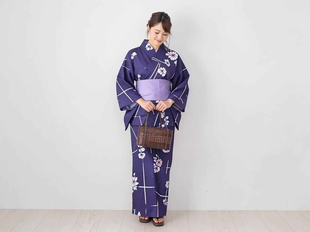 浴衣 生地 耳有り・両面染めゆかた 反物 No.201 アサガオ柄・濃紺地（女 浴衣）