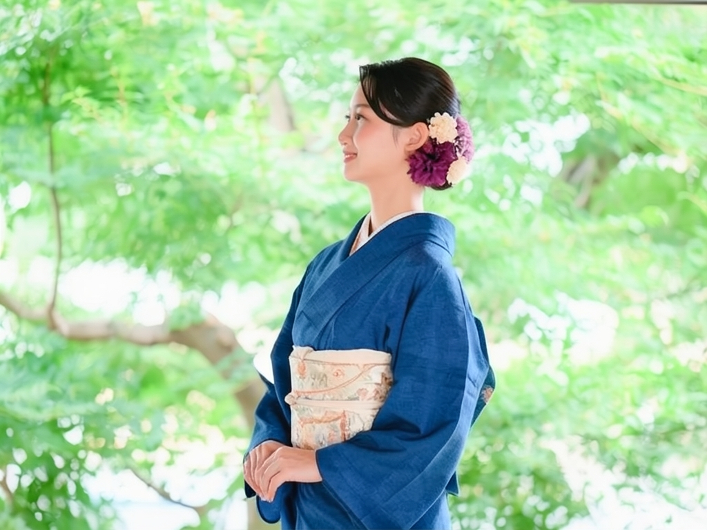 遠州もめん 生地　綿紬 反物 紺鼠地・無地（女 着物）