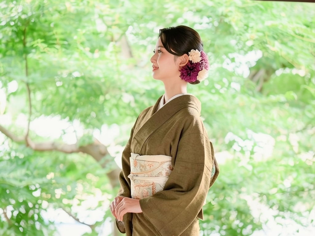遠州もめん 生地　純綿 反物 こげ茶色・無地（女 着物）
