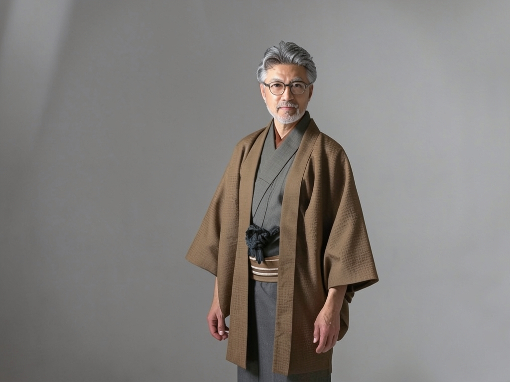 遠州もめん 生地　純綿 反物 こげ茶色・無地（男 羽織）