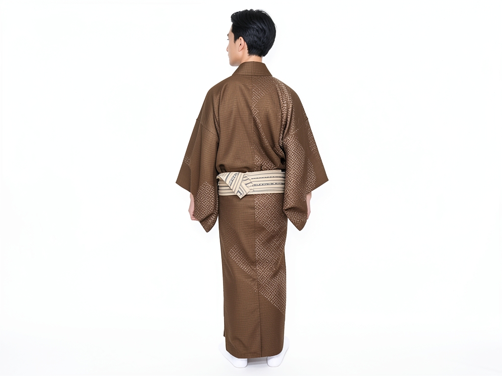 遠州もめん 生地　純綿 反物 こげ茶色・無地（男 着物）