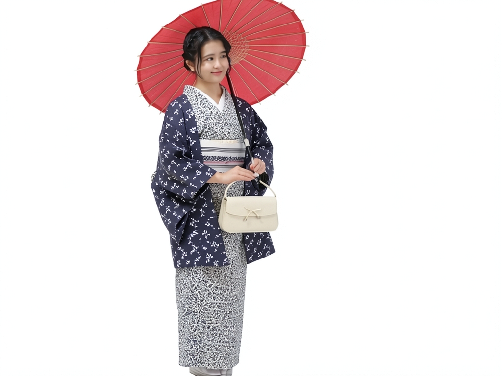 遠州綿紬　きもの生地　木綿　反物 濃紺地・花カスリ柄（女 羽織）