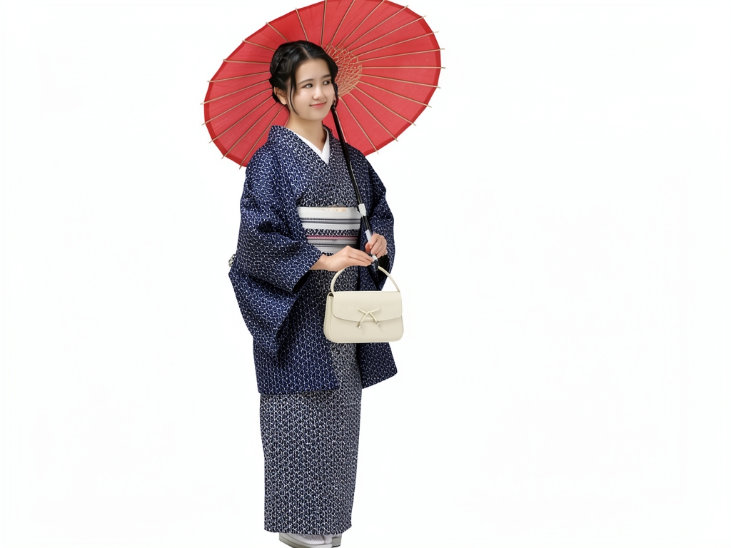 綿反物 きもの生地　木綿 反物 濃紺地・麻の葉(小)柄（女 羽織）