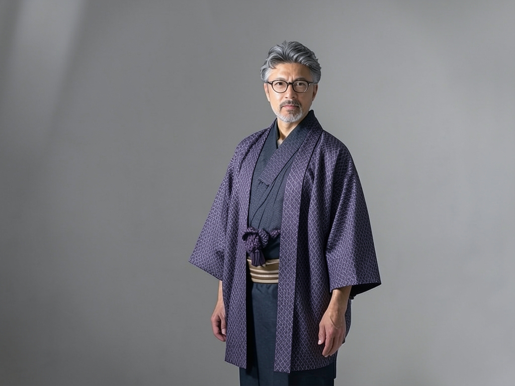 Cotton Kimono Fabric – Bolt of Cotton – Deep Navy with Small Hemp Leaf Pattern (Male haori)