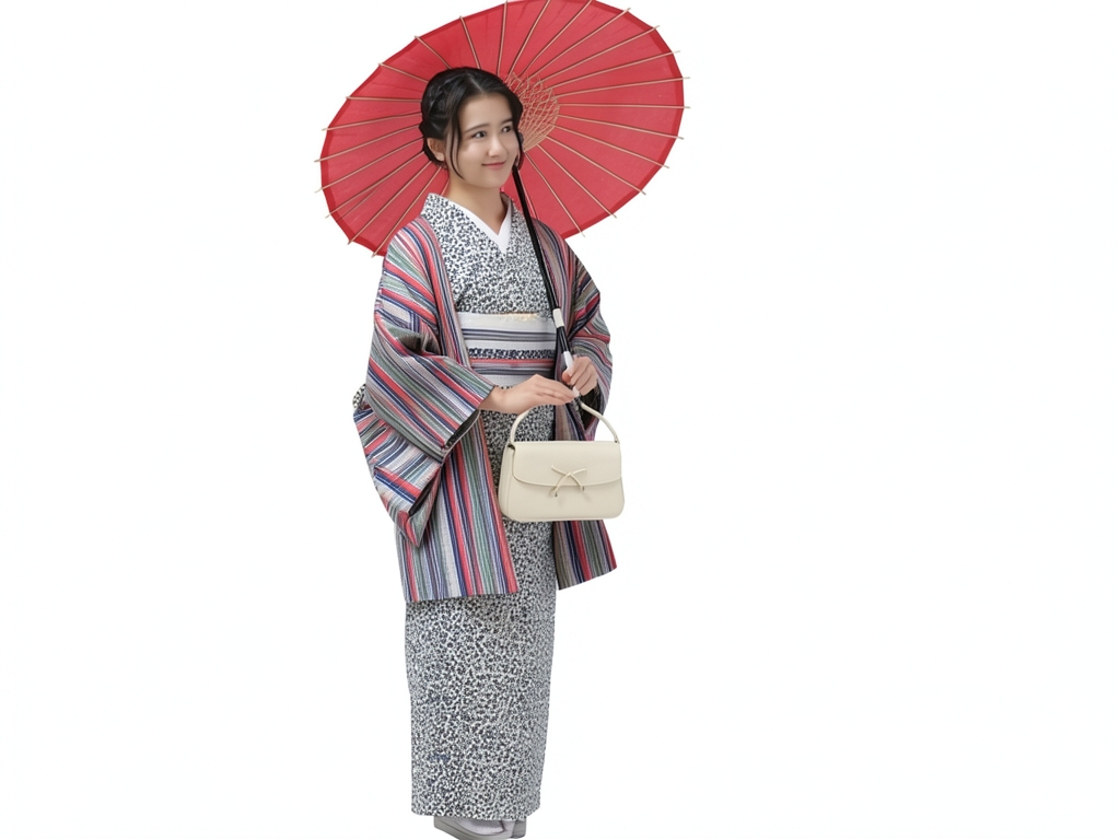 遠州もめん 生地　綿紬 反物　 グレー・シマ柄（女 羽織）