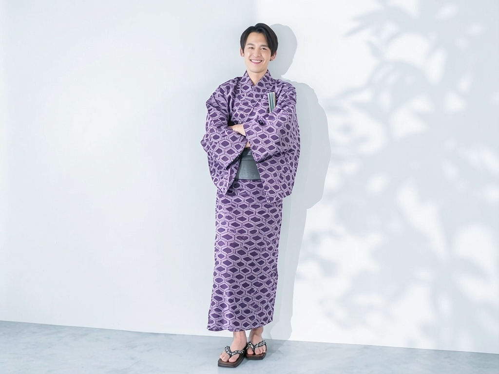 Men's Yukata Fabric King Size Men's Yukata Fabric No.647 Dark Blue/Irregular Tortoiseshell Pattern