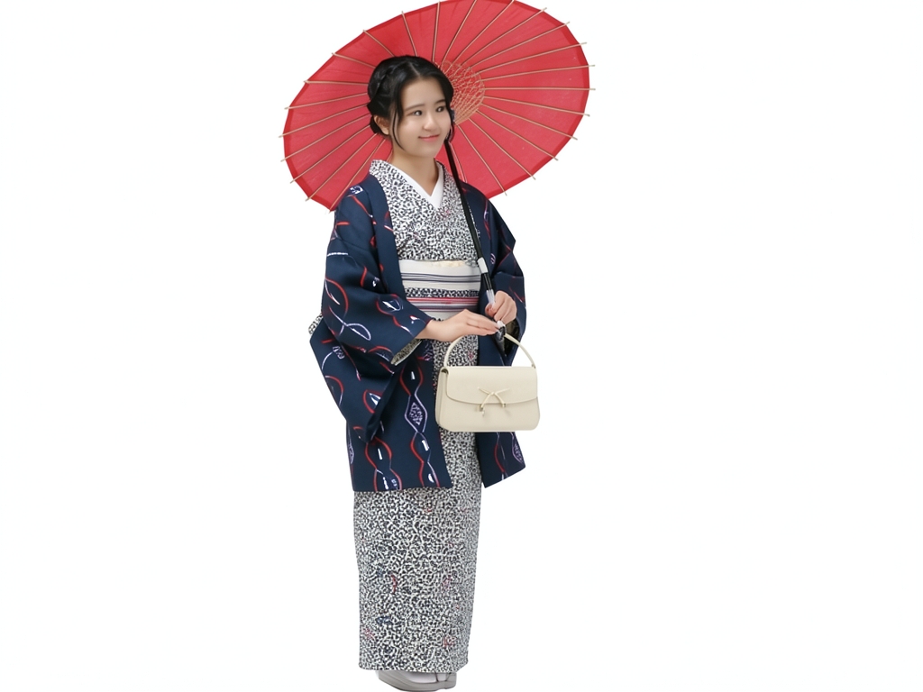久留米絣　きもの生地　久留米かすり　反物　 立涌雲柄・濃紺地（女 羽織）