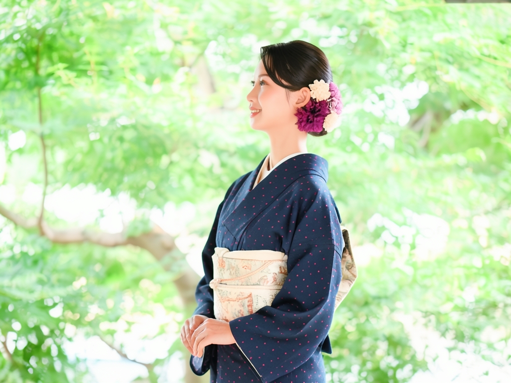 綿きもの生地 未仕立て品　久留米絣 反物・　 十字絣柄・黒地（旧 2）