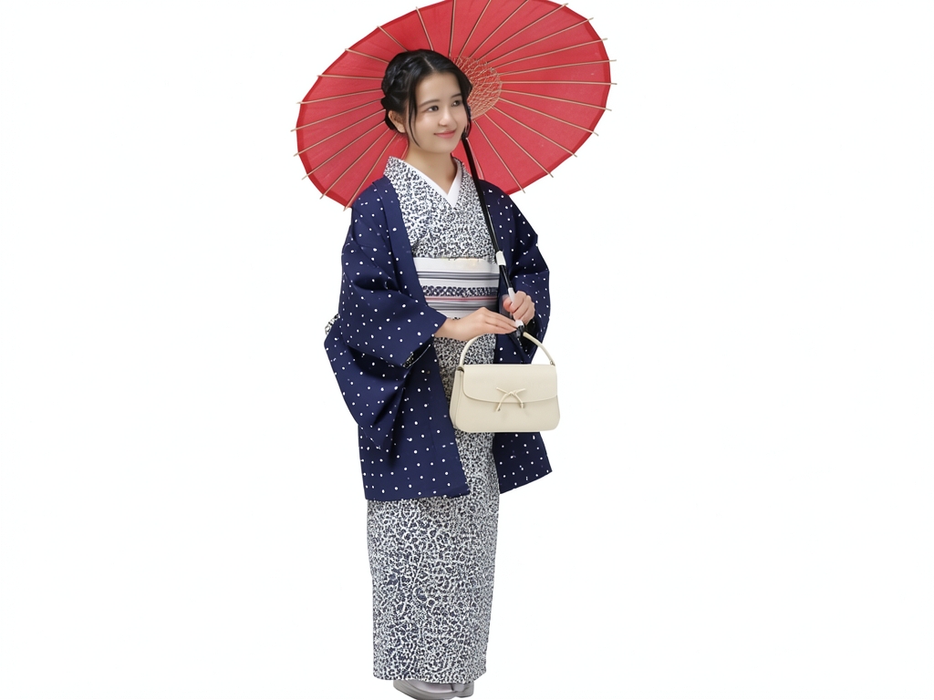 綿きもの生地 未仕立て品　久留米絣 反物・　 ドット柄・黒地（女 羽織）