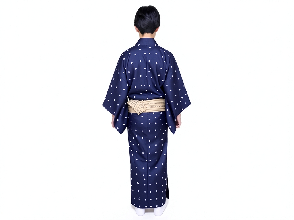 綿きもの生地 未仕立て品　久留米絣 反物・　 ドット柄・黒地（男 着物）