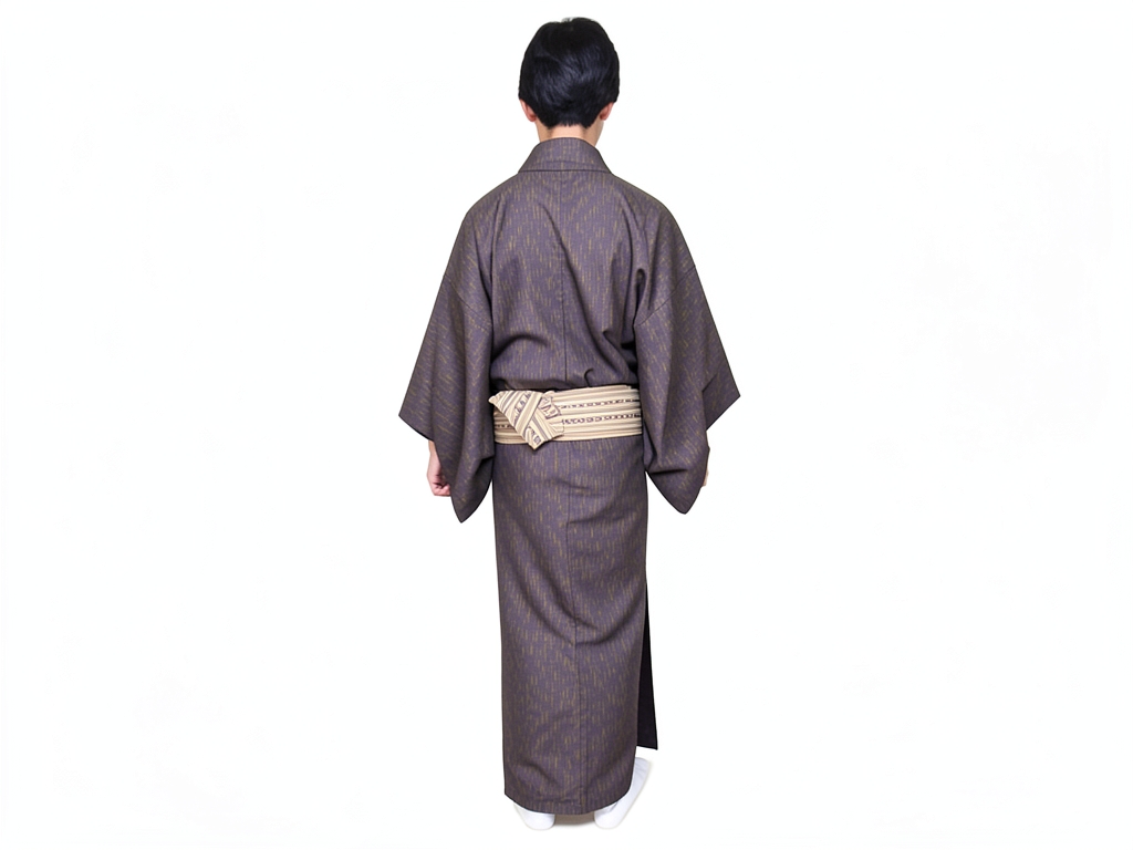 綿紬　きもの 生地　巾40cm　綿 着物 反物・ 璃寛茶地・クインサイズ【訳有り】（男 着物）