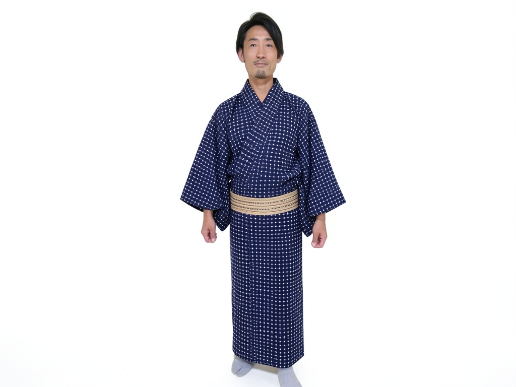 綿100％・きもの生地　久留米絣 反物　 十字絣柄・黒地（男 着物）
