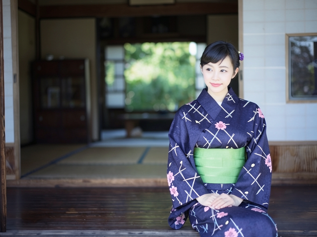 Yukata fabric with ears/double-sided dyed yukata Cloth No.17 Sakura pattern/navy blue