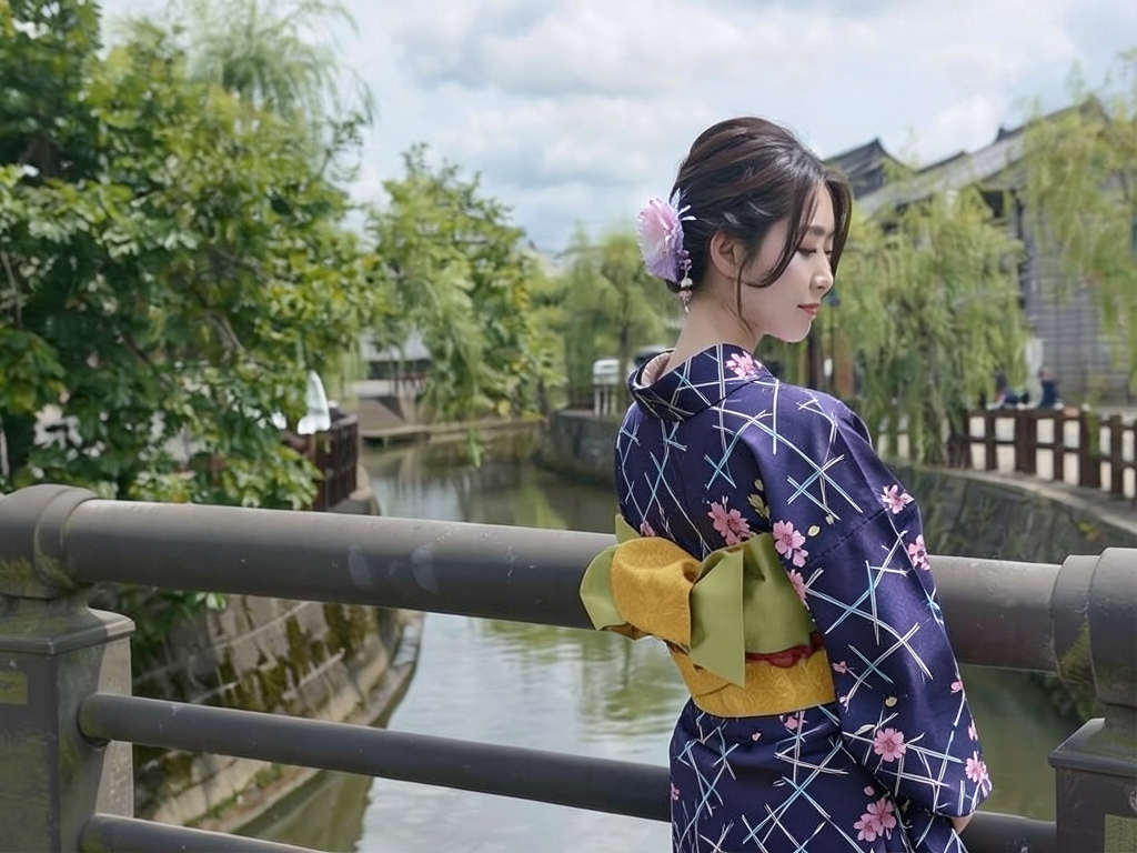 Yukata fabric with ears/double-sided dyed yukata Cloth No.17 Sakura pattern/navy blue (Female yukata)