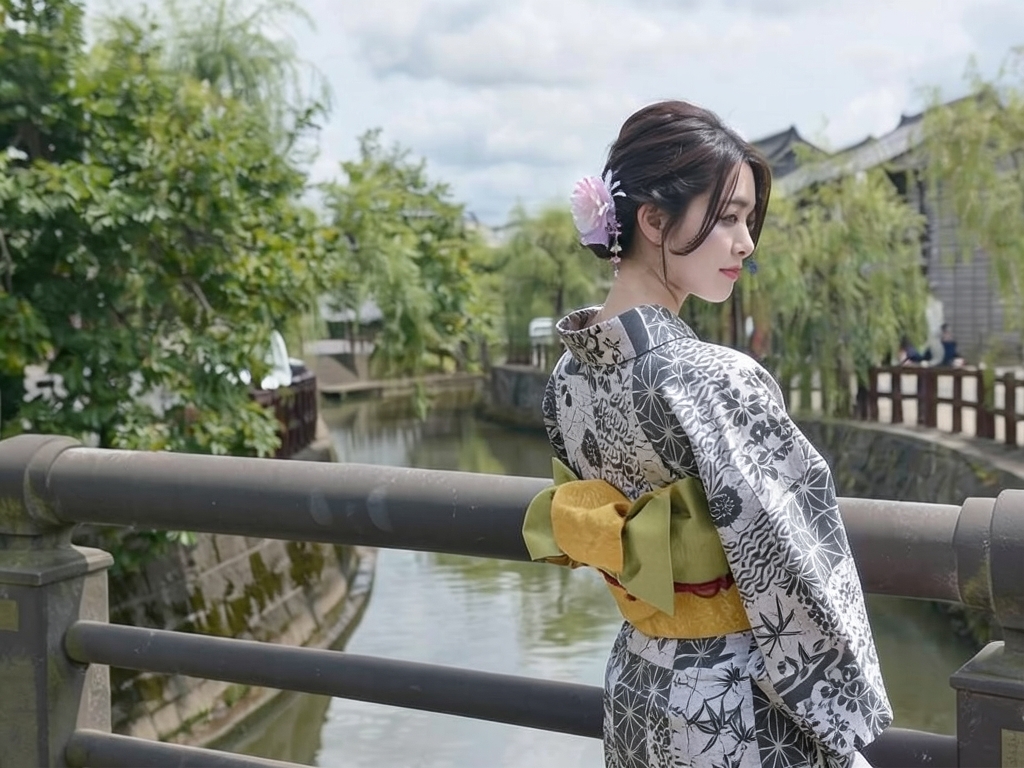Yukata fabric, cotton pongee, queen size, yukata, cloth, with ears No.20, gray fabric, checkered pa… (Female yukata)
