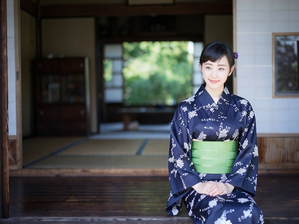 ゆかた 生地 耳有り 片面染め浴衣 反物 レディース No.23 濃紺地・花水木柄（女 浴衣）