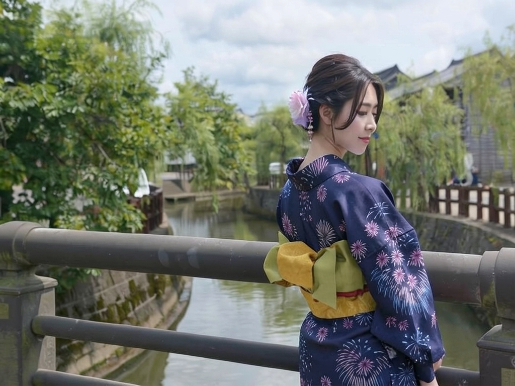 ゆかた 生地 耳あり・両面染め 浴衣 反物 No.25 花火柄・濃紺地（女 浴衣）