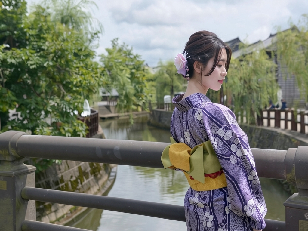 ゆかた 生地 未仕立て品 片面染め浴衣 反物 耳有り 白紺地・フクロ草柄・No.27（女 浴衣）